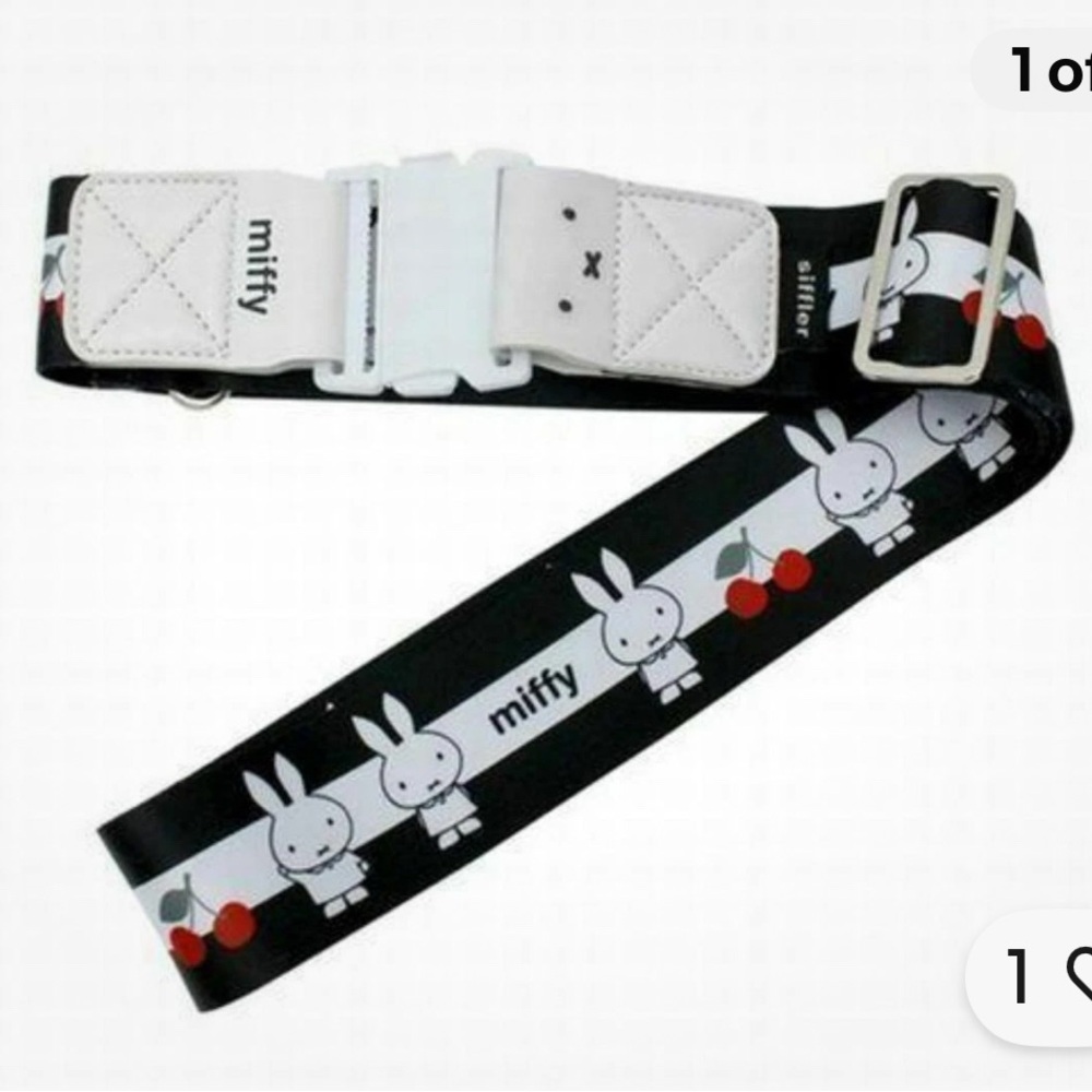 Sold:Miffy🐰🍒 Cherry Black and White Suitcase Belt